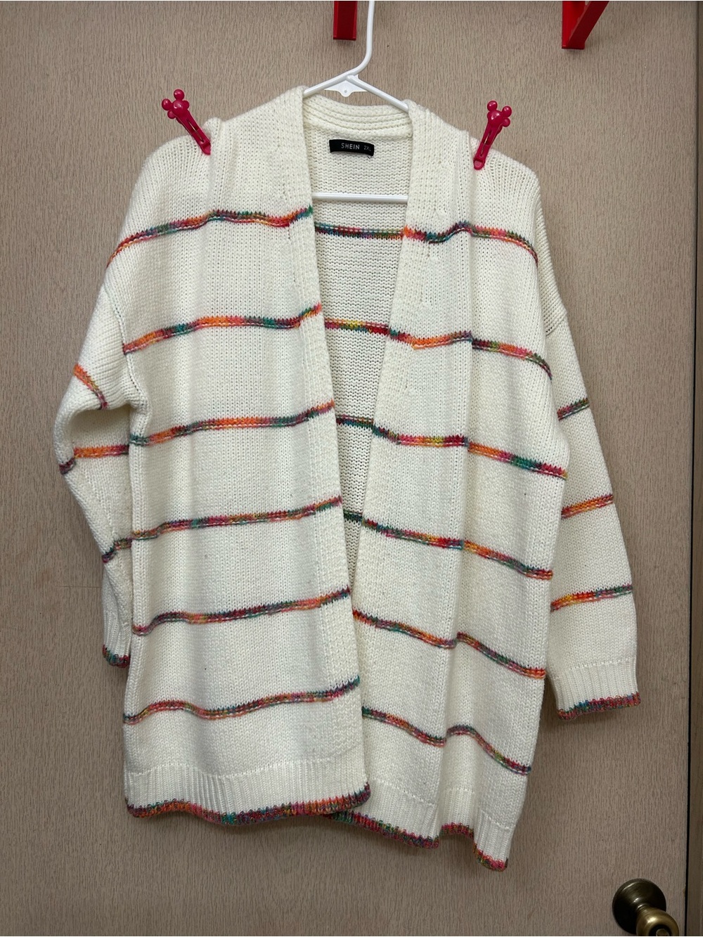SHEIN - Rainbow Striped Cardigan Sweater - Size 2XL